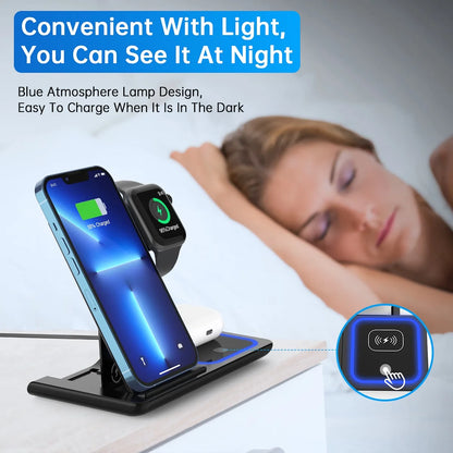 Wireless Charger, 18W Fast Iphone Charging Station for Iphone, Airpods, Apple Watch (W/ QC3.0 Adapter)